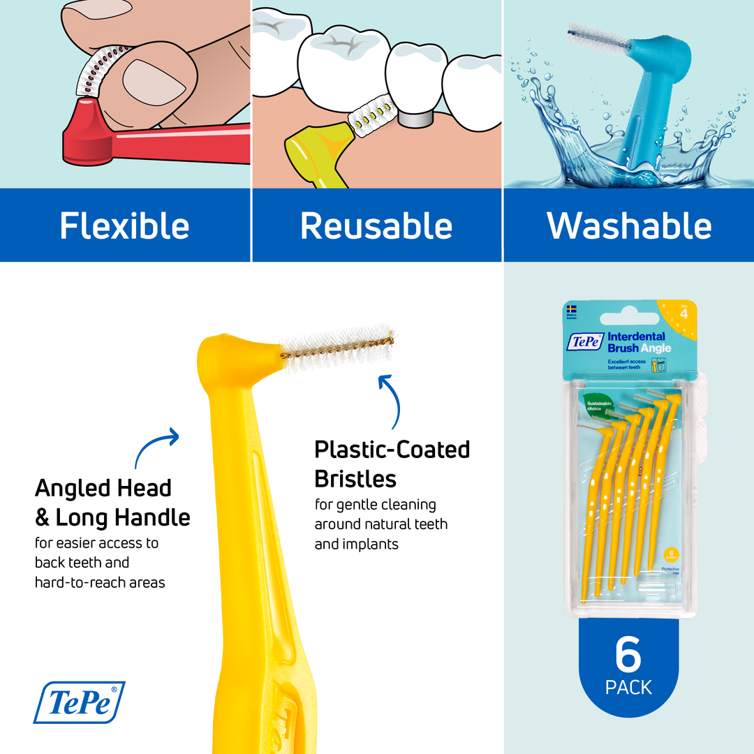 TePe Angle™ Interdental Brushes Yellow - 0.7 mm (ISO 4)