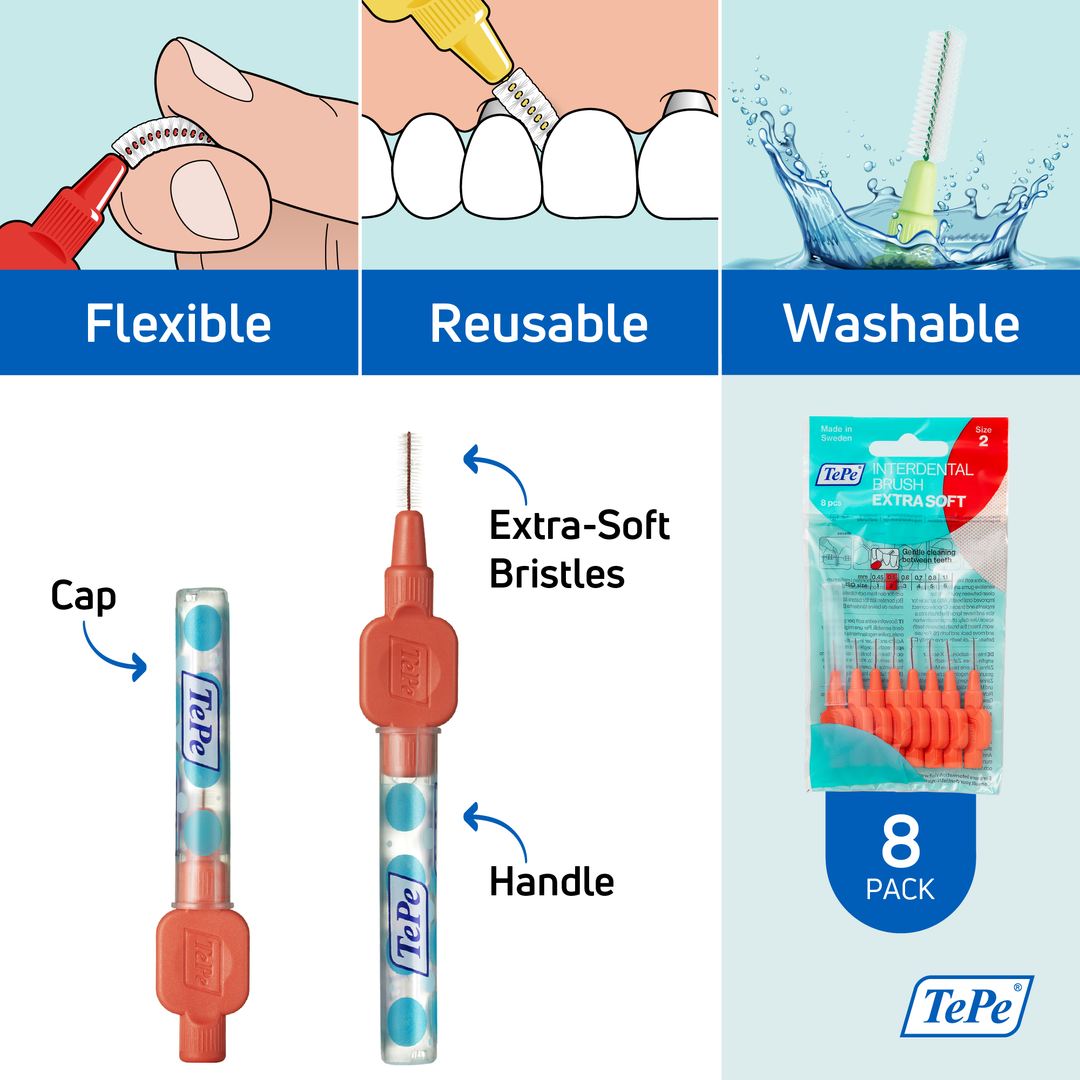 TePe® Interdental Brushes Extra Soft Red - 0.5 mm (ISO 2)