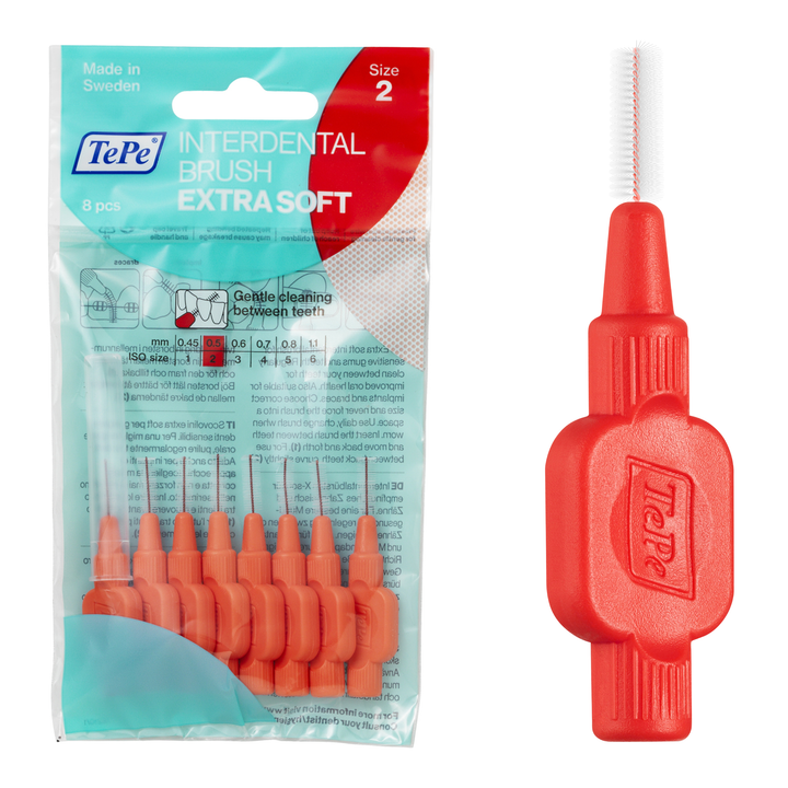 TePe® Interdental Brushes Extra Soft Red - 0.5 mm (ISO 2)