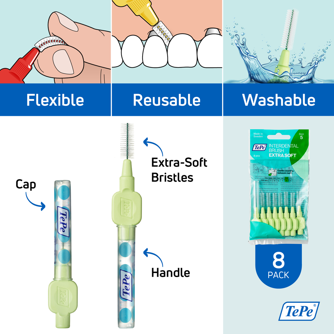 TePe® Interdental Brushes Extra Soft Green - 0.8 mm (ISO 5)